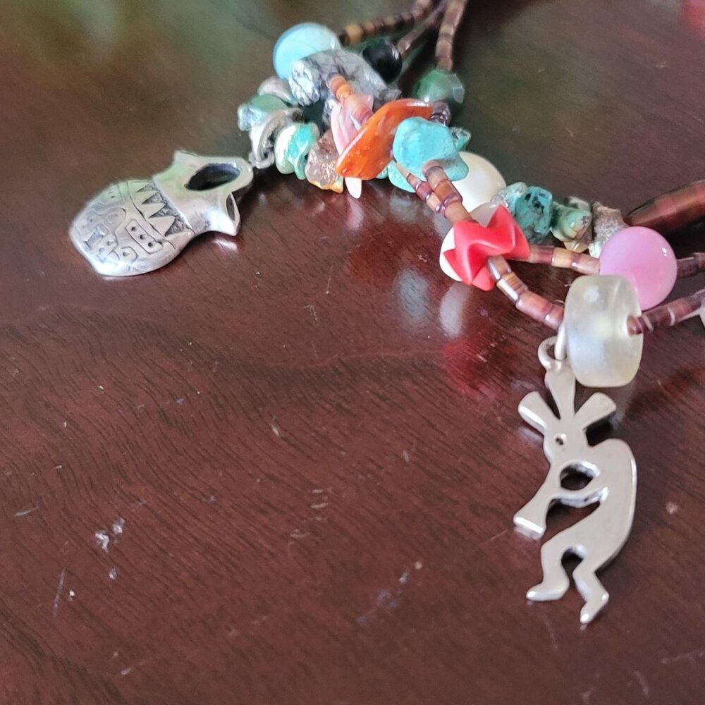 Multi Strand Native American Style Chip Bracelet Kokopelli Wedding Vase Turquois - Picture 8 of 8